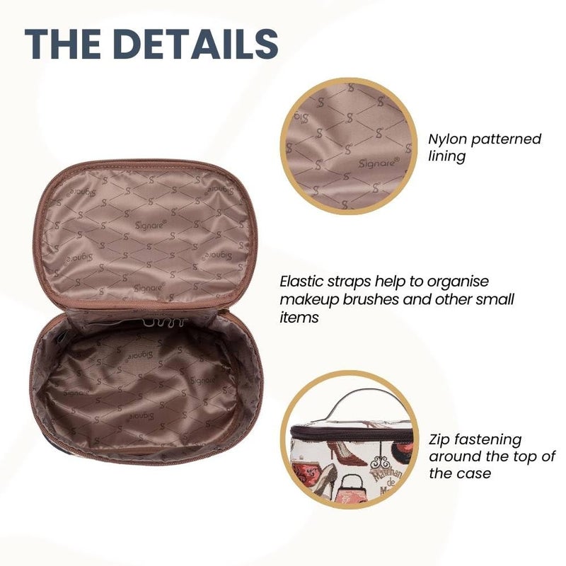 Signare Tapestry Toiletry Bag Makeup Organizer bag for Women with Fashion Boutique Design (TOIL-BOU) - Image 4